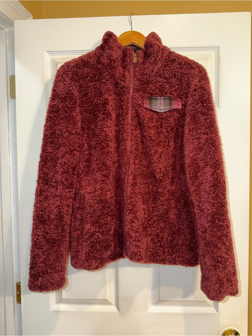 Pendleton Maroon Sherpa Jacket with Plaid Lining